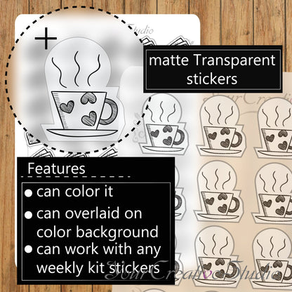 Transparent clear matte tea Stickers - YourCreativeStudio