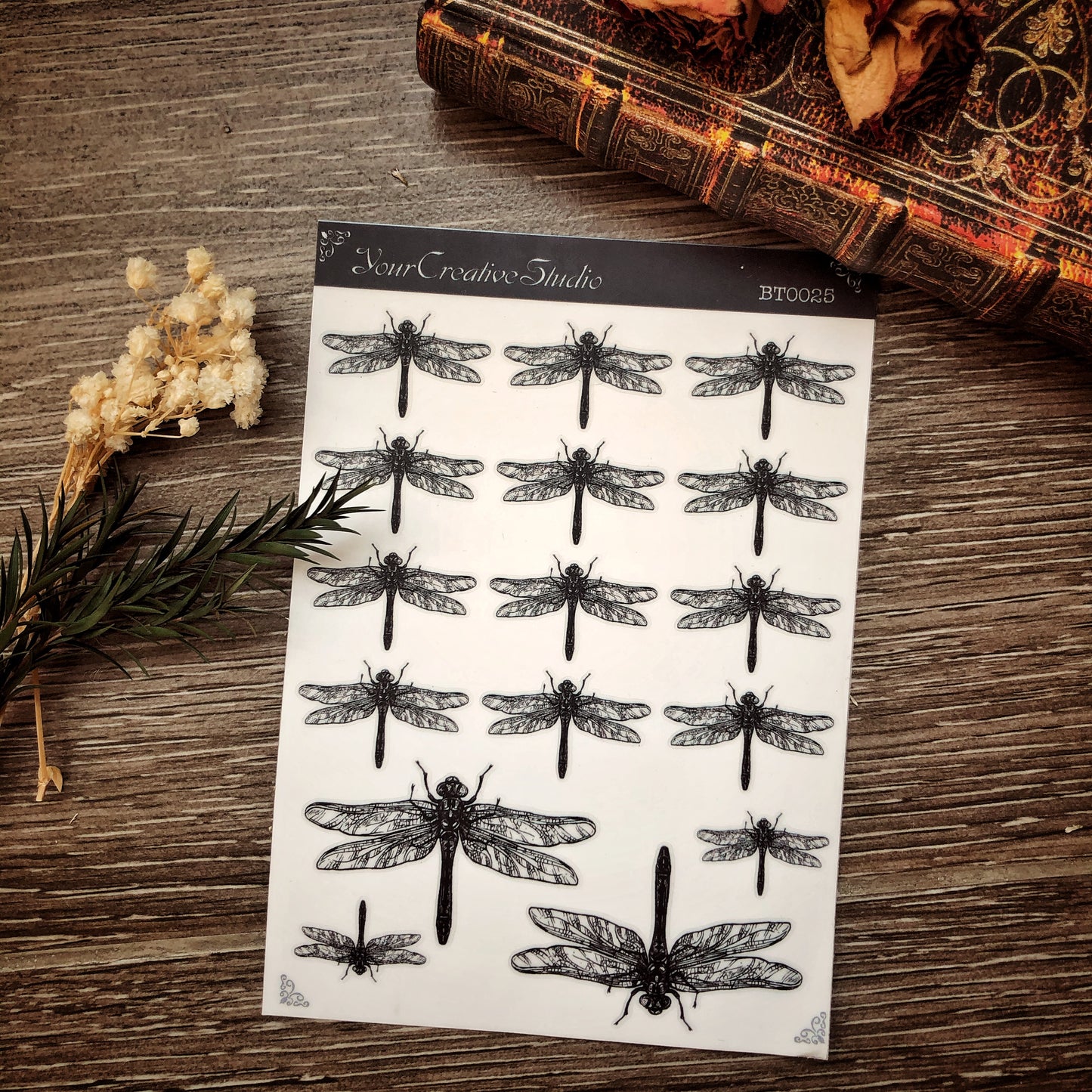 Transparent clear matte Dragonfly Stickers BT 0025